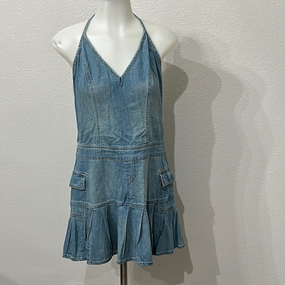 NWT Denim Halter Dress XS